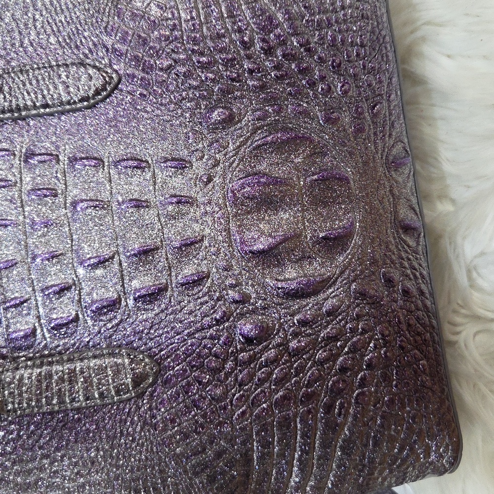 💜▪️Brahmin ▪️ Purple Glitter Melbourne Genuine Leather Medium Duxbury Satchel - Picture 9 of 14